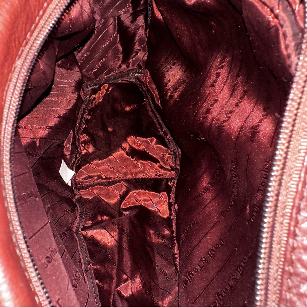 VINTAGE 90’s Paul and Taylor Brown Leather Large Sling Backpack Unisex - Picture 14 of 15